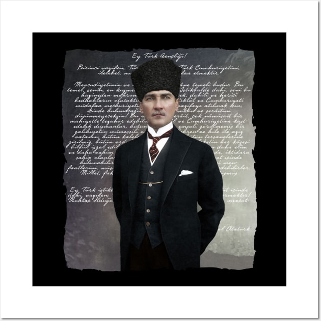 Ataturk Genclige Hitabe Wall Art by Tuwegl